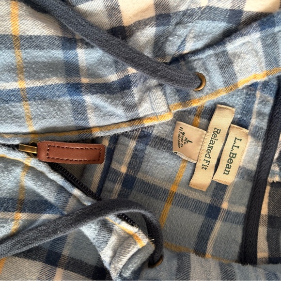 L.L.Bean Blue and Yellow Plaid Hoodie - Picture 3 of 6